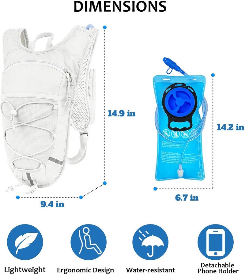 DEVONWIDE Lightweight Hydration Backpack 2L Water Bladder Pack for Running, Cycling, Hiking – Anti-Theft Water Backpack with Phone Holder, Trekking Pole Holder & Reflective Strips for Men & Women - Image 2